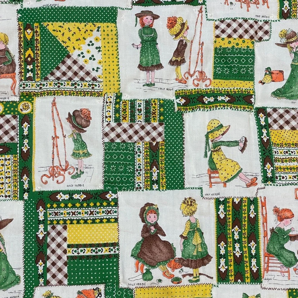 Vintage Holly Hobbie Quilt Blanket Children Kids Play Mat Farmhouse Decor 65x41